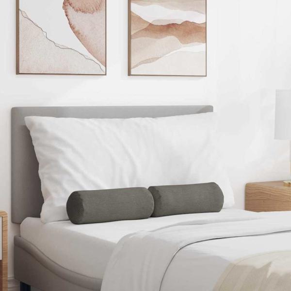 ARDEBO.de - Bolsterkissen 2 pcs Hellgrau Ø 15 x 40 cm Cordstoff