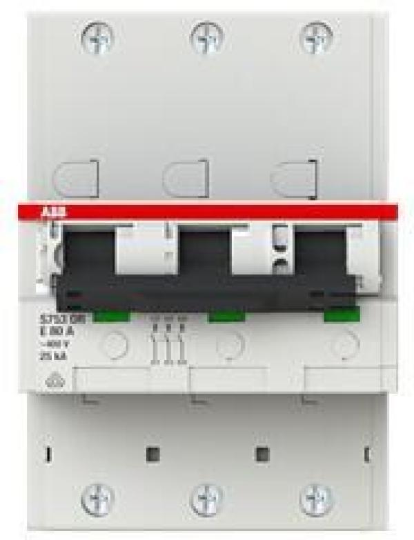 ARDEBO.de ABB S753DR-E80 Hauptleitungsschutzschalter SH-Schalter in E-Charakteristik, 25kA, 80A, 3Polig (2CDH783010R0802)