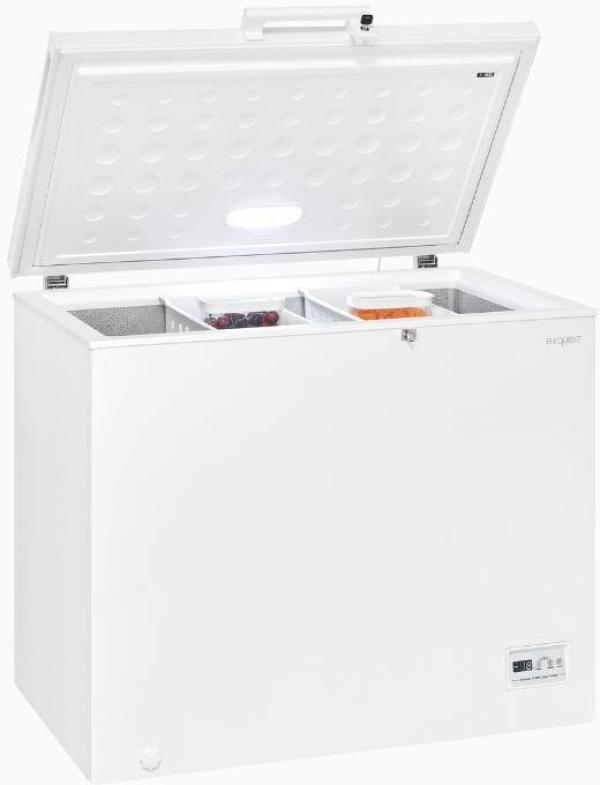 Exquisit GT250-HE-040D Stand Gefriertruhe, 95,5 cm breit, 246 L, LED Licht, Schloss, weiß