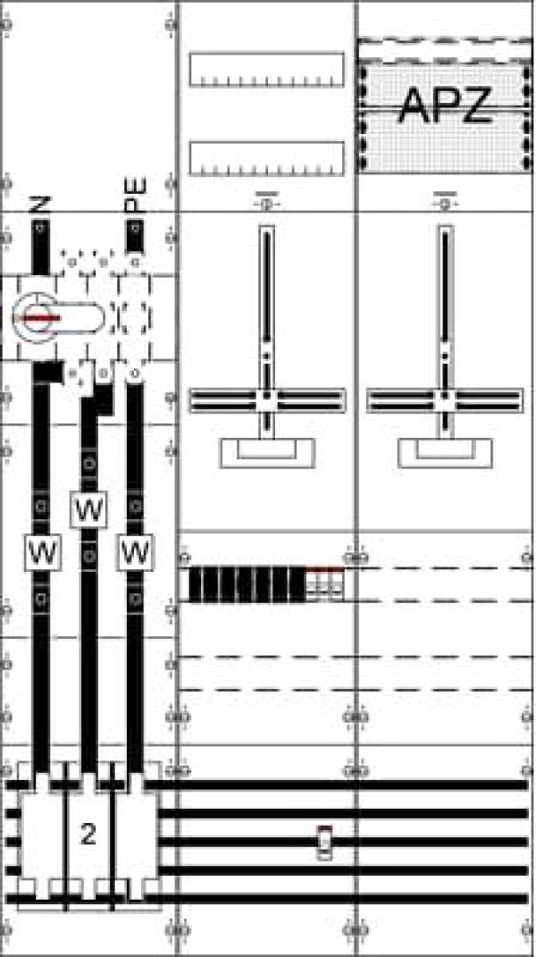 Striebel&John WF39KN1 Mess- und Wandlerfeld mit Zählerkreuz, WF, Feldbreite: 3, 1350 mm x 750 mm x 160 mm, IP2XC, weiß (2CPX056025R9999)