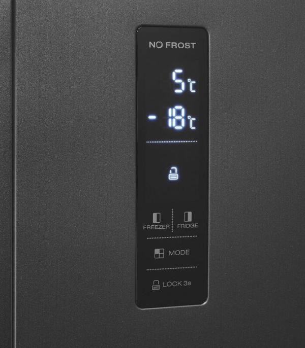 Exquisit SBS46-040E Stand Side-by-Side Kombination, 91 cm breit, 442 L, NoFrost, LED Beleuchtung, Temperaturregelung, Umluftventilator, Schnellkühlen und Schnellgefrieren, inoxlook-az