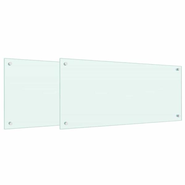 Küchenrückwand 2 pcs Weiß 90 x 40 cm Gehärtetes Glas