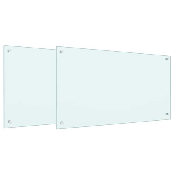 Küchenrückwand 2 pcs Weiß 90 x 50 cm Gehärtetes Glas
