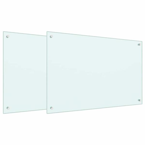 Küchenrückwand 2 pcs Weiß 90 x 60 cm Gehärtetes Glas