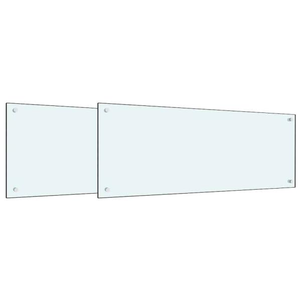 Küchenrückwand 2 pcs Weiß 100 x 40 cm Gehärtetes Glas