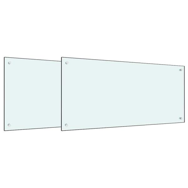Küchenrückwand 2 pcs Weiß 100 x 50 cm Gehärtetes Glas