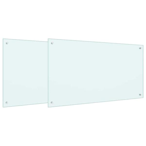 Küchenrückwand 2 pcs Weiß 100 x 60 cm Gehärtetes Glas