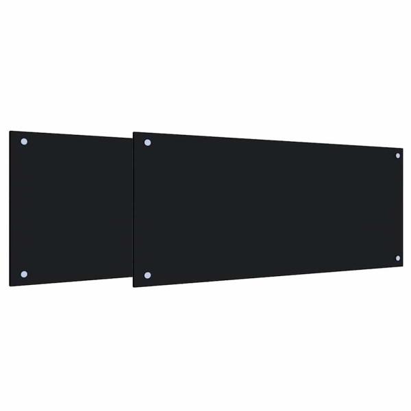 Küchenrückwand 2 pcs Schwarz 90 x 40 cm Gehärtetes Glas