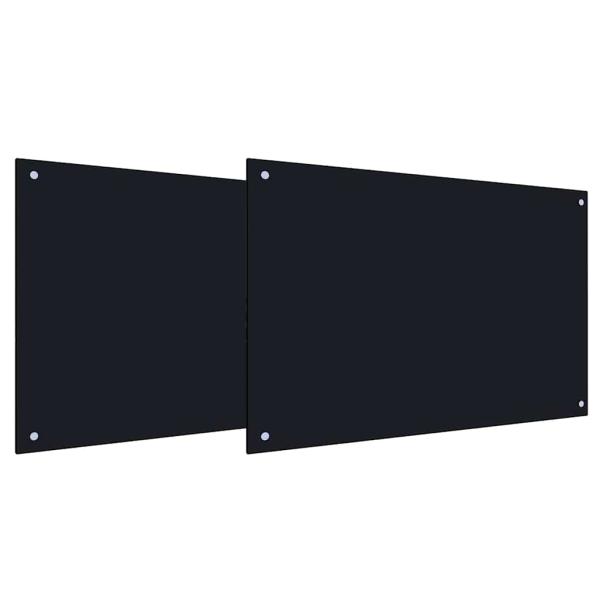 Küchenrückwände 2 pcs Schwarz 90 x 50 cm Gehärtetes Glas