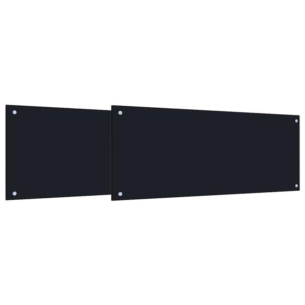 Küchenrückwand 2 pcs Schwarz 100 x 40 cm Gehärtetes Glas