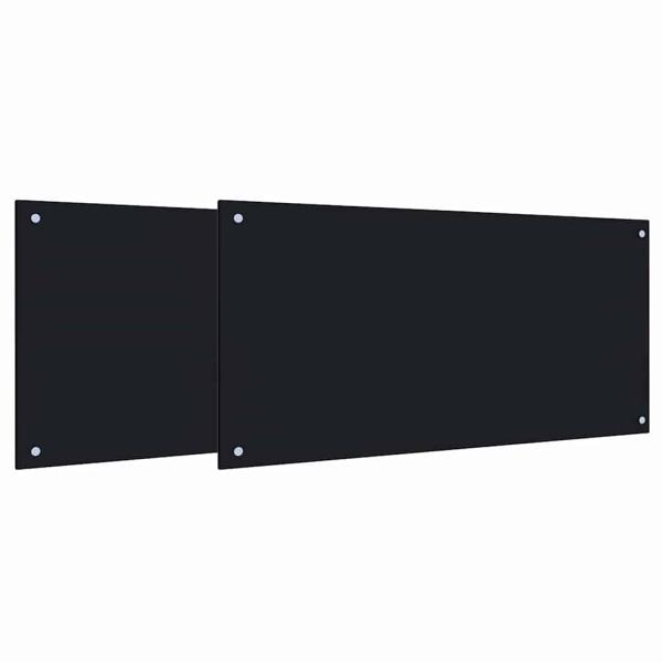 Küchenrückwand 2 stk. Schwarz 100 x 50 cm Gehärtetes Glas