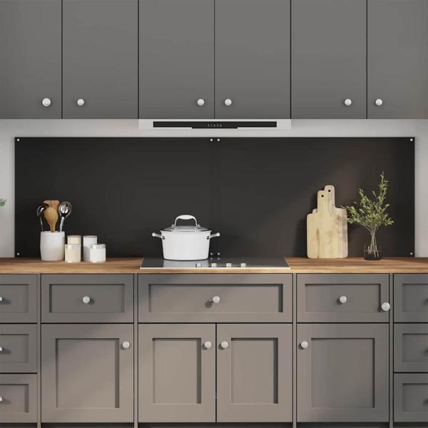 ARDEBO.de - Küchenrückwand 2 pcs Schwarz 100 x 60 cm Gehärtetes Glas