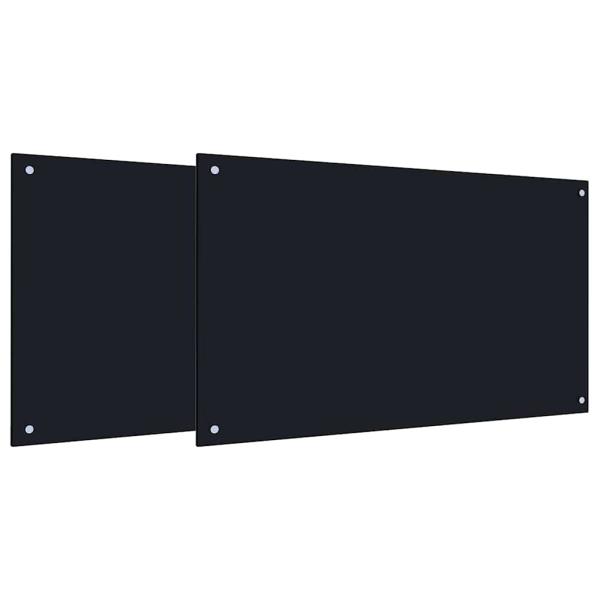 Küchenrückwand 2 pcs Schwarz 100 x 60 cm Gehärtetes Glas