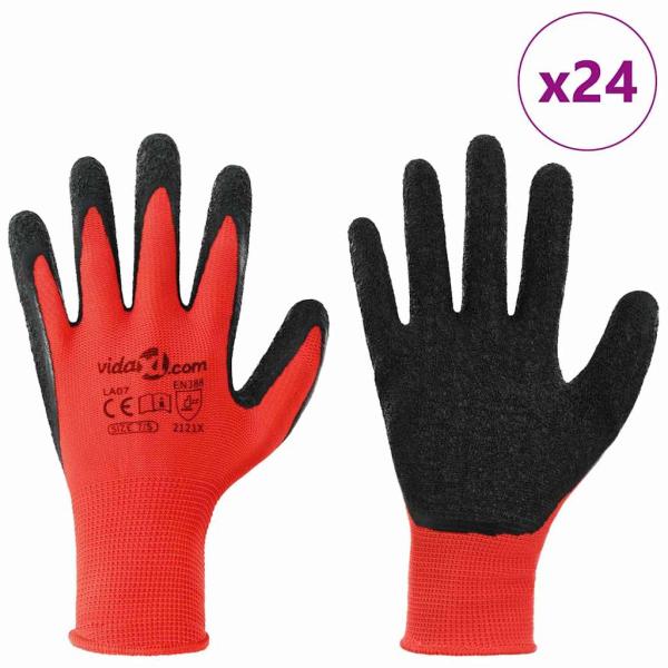 Arbeitshandschuhe 24 pcs Rot und Schwarz 7 / S Latexbeschichtung