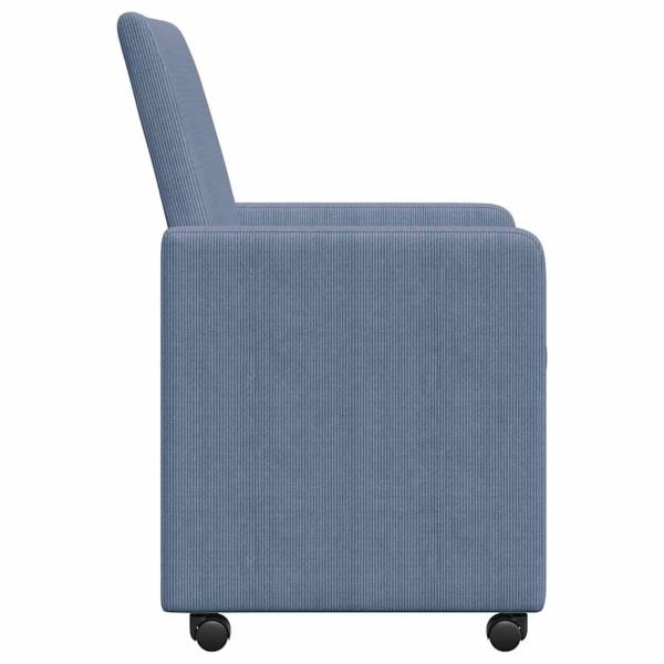 Esszimmerstühle mit Rädern 2 pcs Blau 57 x 66 x 94 cm Cordstoff