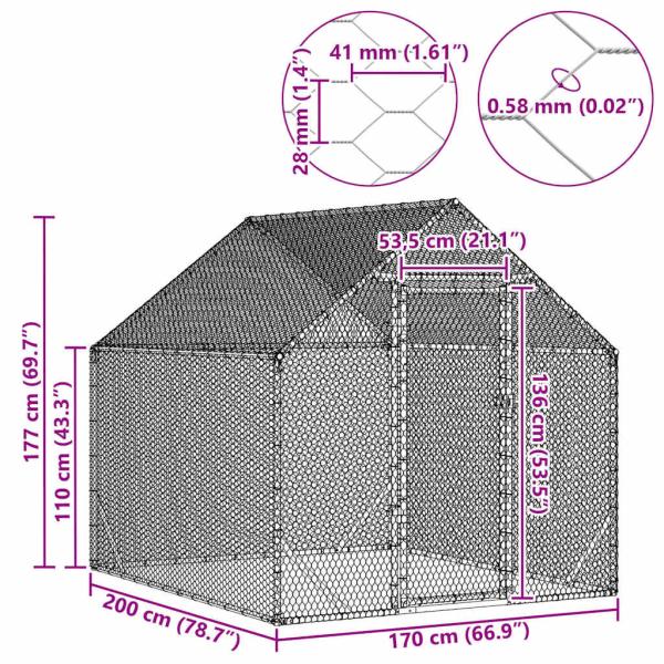 Hühnerkäfig Silber 200 x 170 x 177 cm Verzinkter Stahl