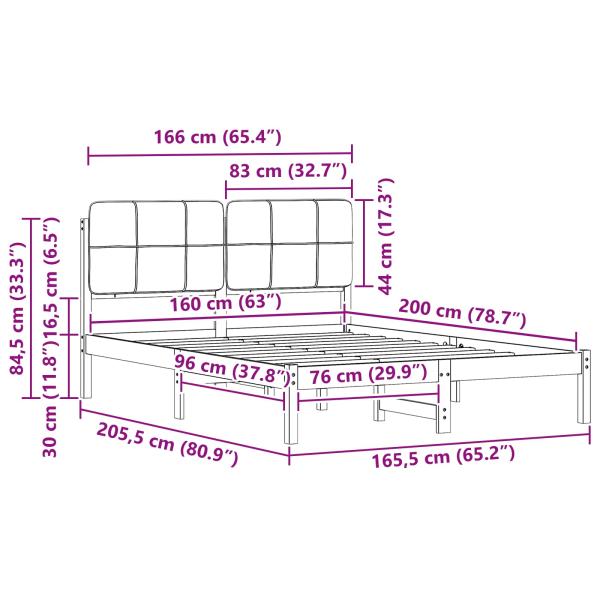Bettgestell mit gepolstertem Kopfteil Schwarz 160 x 200 cm