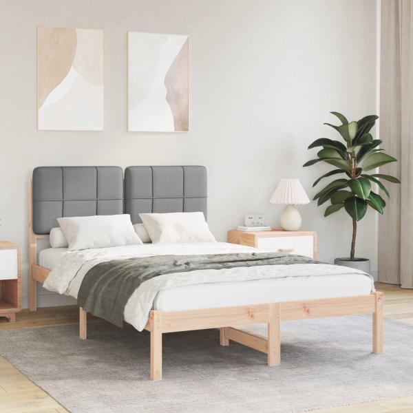 ARDEBO.de - Bettgestell mit gepolstertem Kopfteil Hellgrau 120 x 200 cm