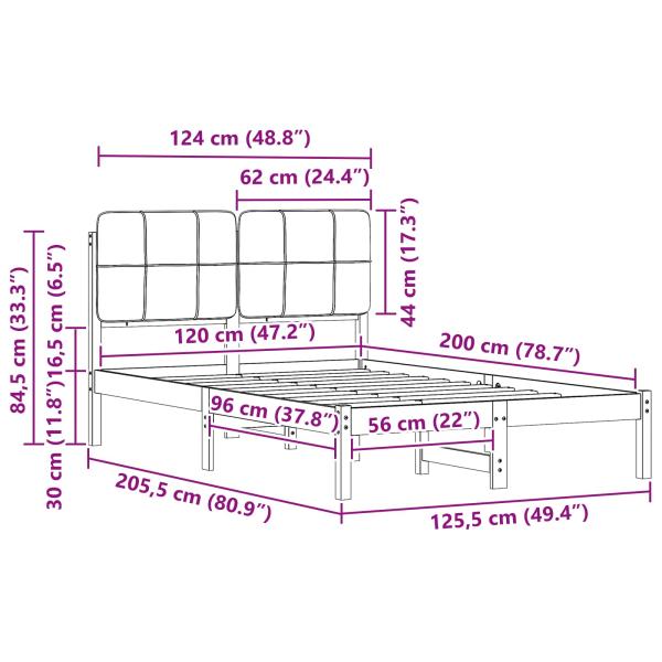 Bettgestell mit gepolstertem Kopfteil Taupe 120 x 200 cm