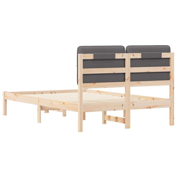 Bettgestell mit gepolstertem Kopfteil Dunkelgrau 120 x 190 cm