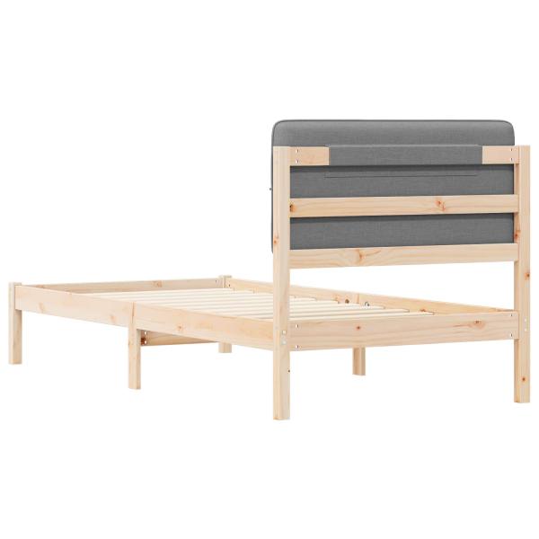 Bettgestell mit gepolstertem Kopfteil Hellgrau 90 x 200 cm