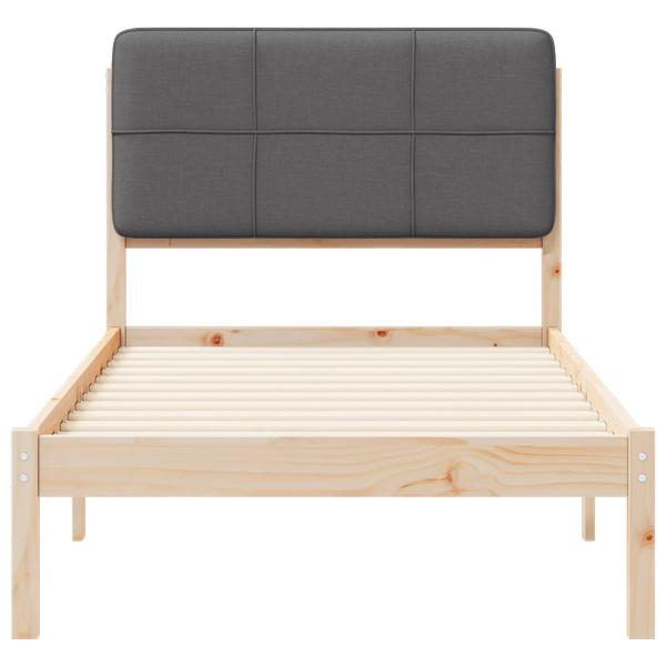 Bettgestell mit gepolstertem Kopfteil Dunkelgrau 90 x 200 cm