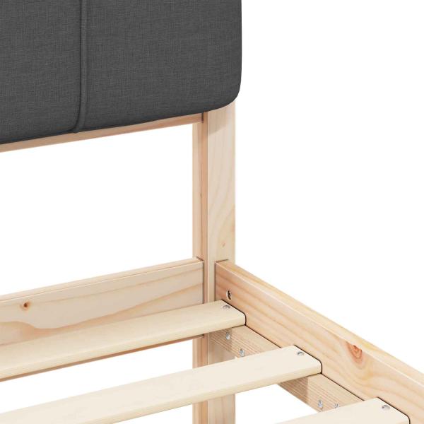 Bettgestell mit gepolstertem Kopfteil Dunkelgrau 75 x 190 cm