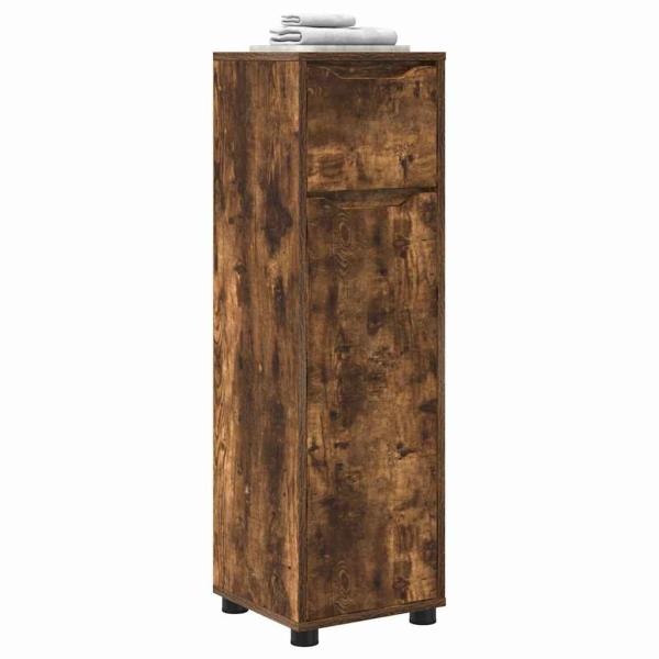 Badezimmerschrank mit Tür Geräucherte Eiche 30,5 x 30 x 101 cm