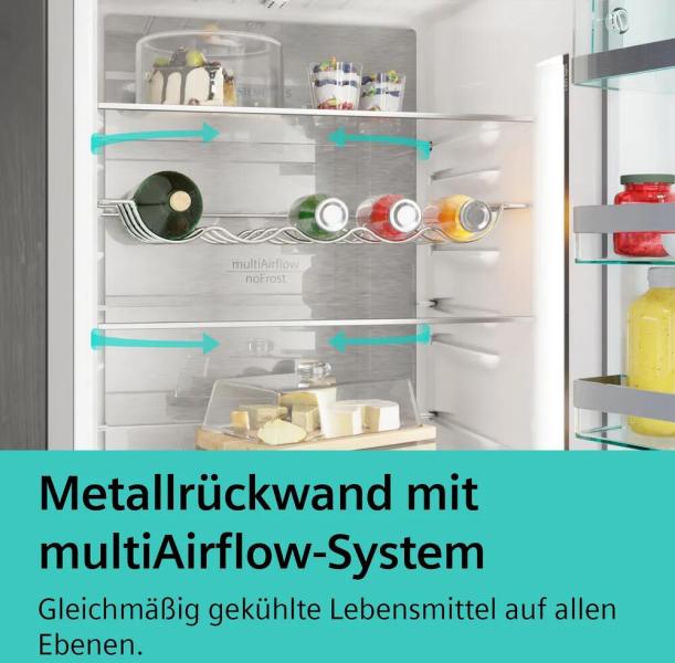 Siemens KG49NSBBF iQ700 Stand Kühl-Gefrierkombination, 70 cm breit, 440 L, noFrost , dimLight, superKühlen, SuperGefrieren, schwarz