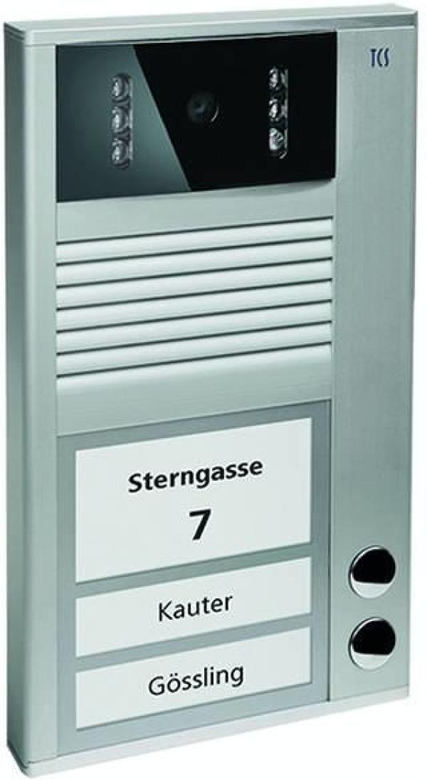 ARDEBO.de TCS AVC12020-0010 Video, 2-Draht Außenstation, Serie AVC, 2 Tasten, silber