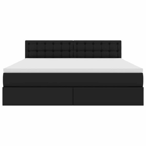 Bett mit LED-Lichtleisten mit Kopfteil Schwarz 160 x 200 cm PVC