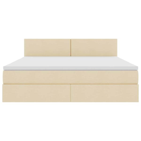 Bett mit LED-Lichtleisten mit Kopfteil Creme 160 x 200 cm Stoff
