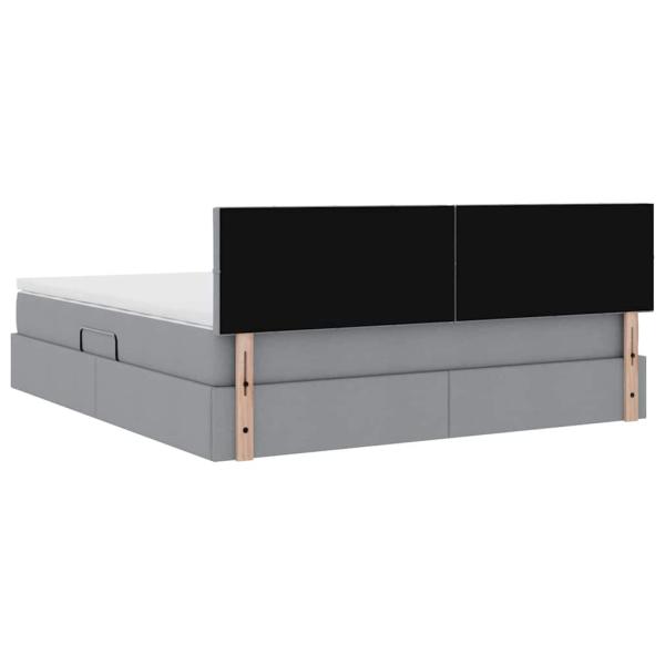 Bett mit LED-Lichtleisten Hellgrau 160 x 200 cm Stoff