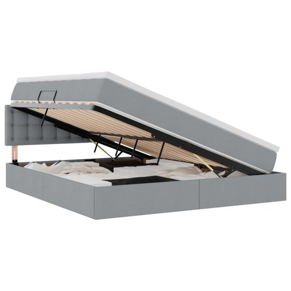 Bett mit LED-Lichtleisten Hellgrau 160 x 200 cm Stoff