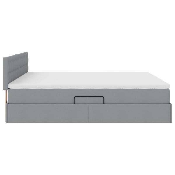 Bett mit LED-Lichtleisten Hellgrau 160 x 200 cm Stoff