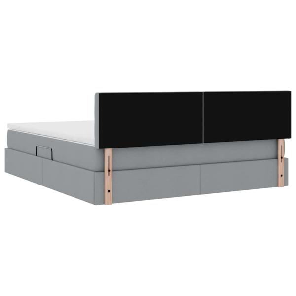 Bett mit LED-Lichtleisten Hellgrau 160 x 200 cm Stoff