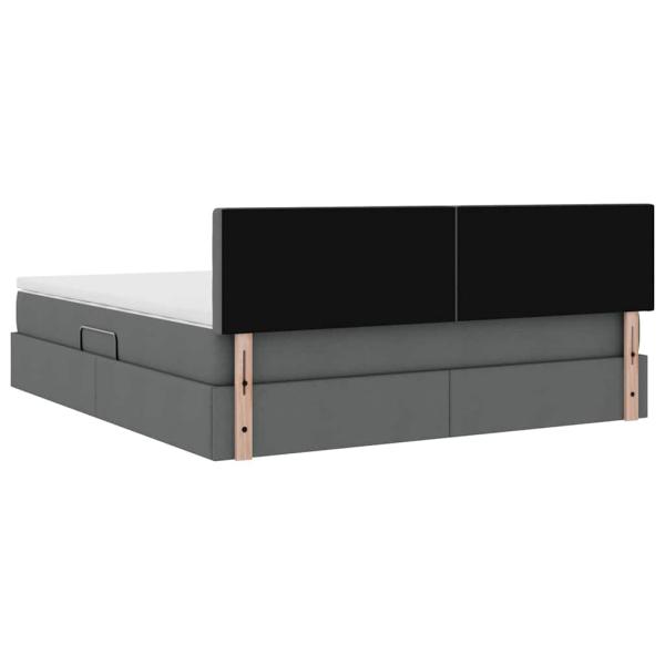 Bett mit LED-Lichtleisten Dunkelgrau 160 x 200 cm Stoff