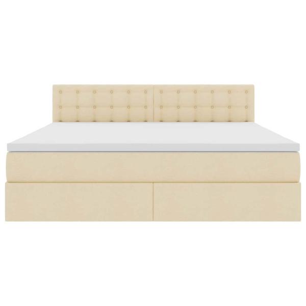 Bett mit LED-Lichtleisten mit Kopfteil Creme 160 x 200 cm Stoff