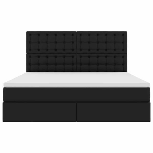 Bett mit LED-Lichtleisten mit Kopfteil Schwarz 160 x 200 cm PVC