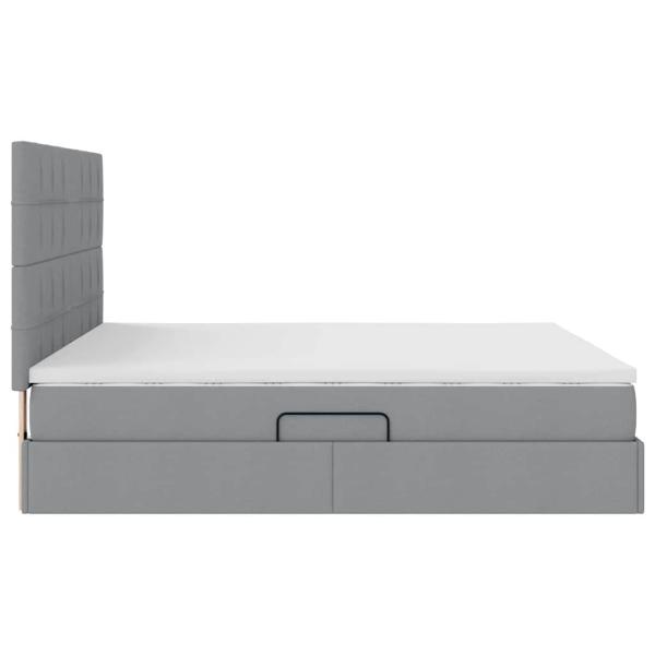 Bett mit LED-Lichtleisten Hellgrau 160 x 200 cm Stoff
