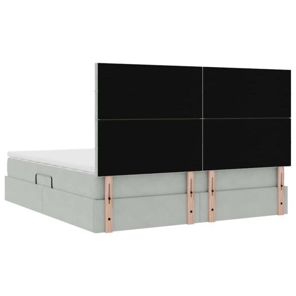 ARDEBO.de - Bett mit LED-Lichtleisten Hellgrau 160 x 200 cm Samt