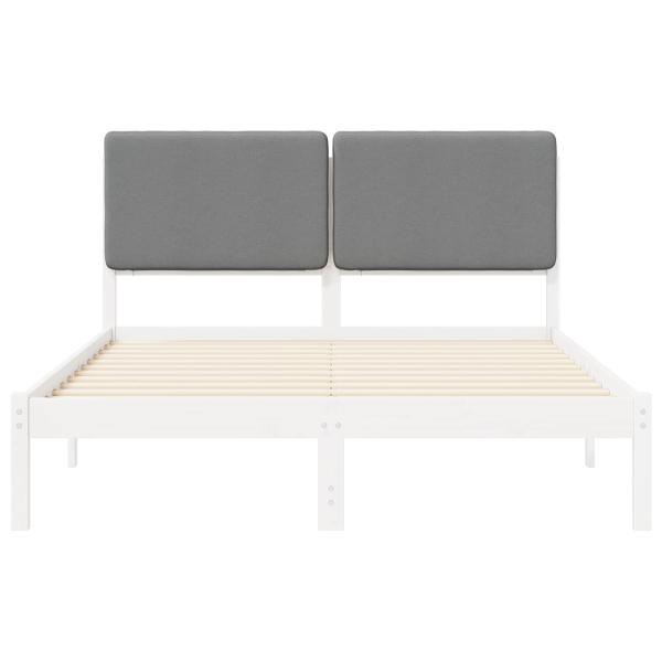 Bettgestell mit gepolstertem Kopfteil Hellgrau 140 x 190 cm