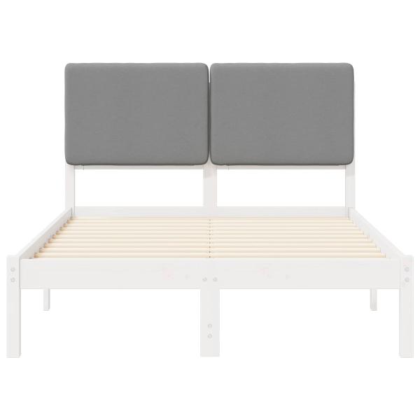 Bettgestell mit gepolstertem Kopfteil Hellgrau 135 x 190 cm