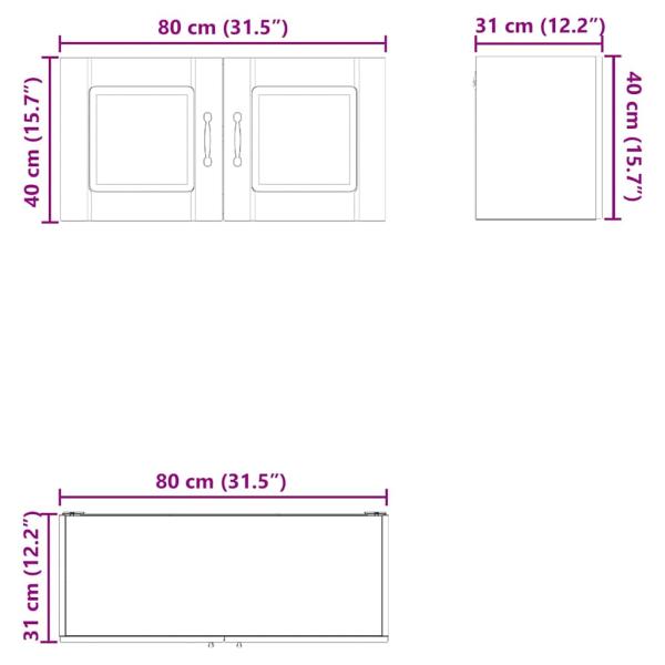 Küchenwandschrank Hochglanz Weiß 80 x 31 x 40 cm Holzwerkstoff