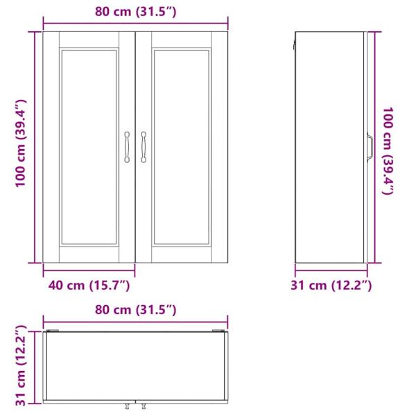 Küchenwandschrank Schwarz 80 x 31 x 100 cm Holzwerkstoff