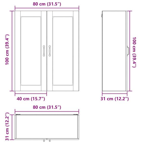 Küchenwandschrank mit Regal Geräucherte Eiche 80 x 31 x 100 cm