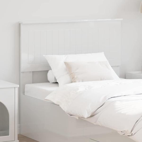 ARDEBO.de - Kopfteil mit Kopfteil Glänzend Weiß 90 cm Holzwerkstoff