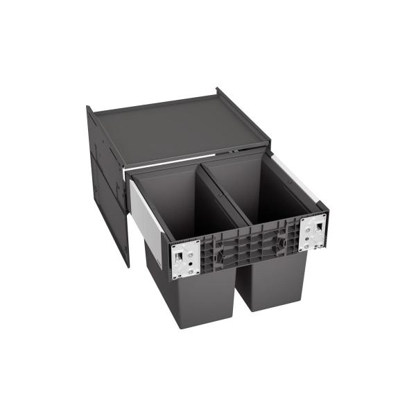 ARDEBO.de Blanco Select II 50/2 Abfallsammler, 2x 19L Eimer, grau (526201)