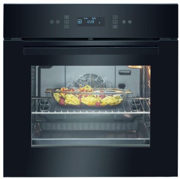 Bomann EBO 7912 EEK: A Einbaubackofen, 60 cm breit, 67 L, Pyrolyse, 12 Funktionen, AirFry, Kindersicherung, schwarz