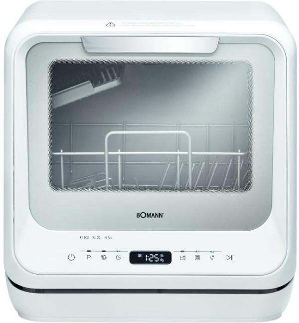 ARDEBO.de Bomann TSG 5704 Tischgeschirrspüler, 42 cm breit, 2 Maßgedecke, 6 Spülprogramme, Innenbeleuchtung, Startzeitvorwahl, weiß